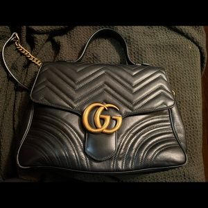 Gucci GG Marmont Top Handle Flap Bag Matelasse